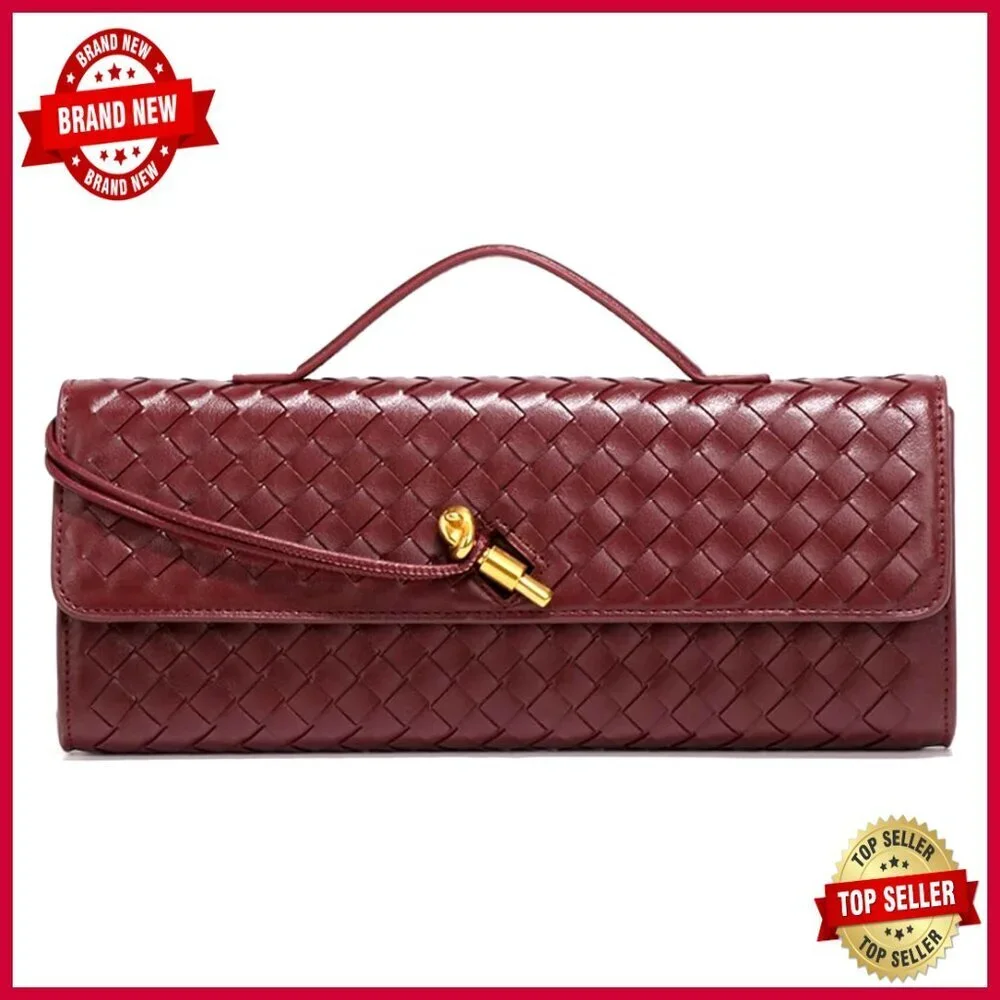 Small PU Leather Woven Satchel Crossbody Shoulder Bag Evening Clutch